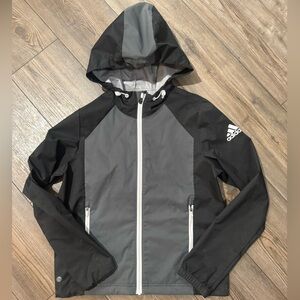 Adidas Women’s Lightweight Hooded Jacket XS Black Gray Full Zip